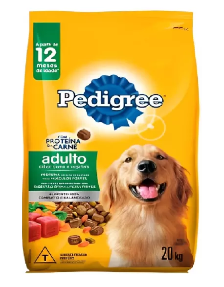 Pedigree Adulto Raças Grandes Carne e Vegetais 18gk + 2kg Grátis