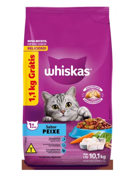 Whiskas Peixe Leve 10,1kg Pague 9kg Bônus Bag