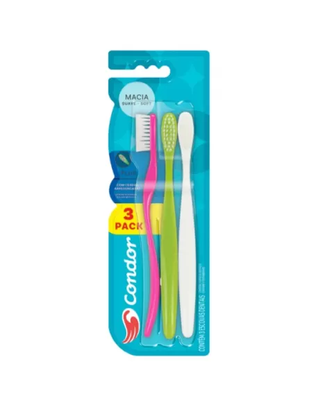 Escova Dental Condor Plus Macia Promocional 3PACK