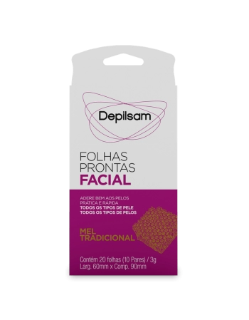 Folhas Prontas Facial Depilsam Mel 10 Pares