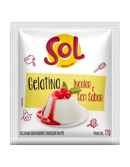 Sol Gelatina Incolor Sem Sabor 25g Display 15 com Unidades