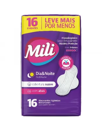 Absorvente MIli Dia/Noite Suave Com Abas 16UN