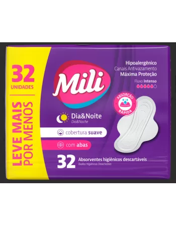 Absorvente MIli Dia/Noite Suave Com Abas 32UN