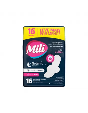 Absorvente MIli Noturno Suave Com Abas 16UN