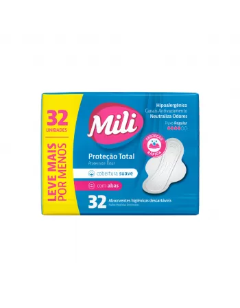 Absorvente MIli Proteção Total Suave Com Abas 32UN