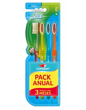 Escova Condor Dental Agile Macia Pack com 4UN