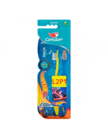 Escova Dental Infantil Condor Júnior Hot Wheels Leve 2 Paguei 1