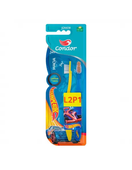 Escova Dental Infantil Condor Júnior Hot Wheels Leve 2 Paguei 1