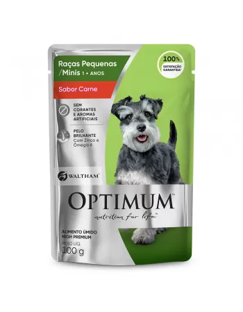 Optimum Sachê Para Cães Adultos Raças Pequenas E Minis Sabor Carne 100g