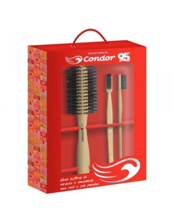 CONDOR 2 ESCOVAS DENTAIS MACIAS + 1 ESCOVA CABELO ED. ESP. 95 ANOS (6)