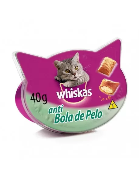 WHISKAS® Temptations Anti Bola de Pelo Para Gatos Adultos 40g