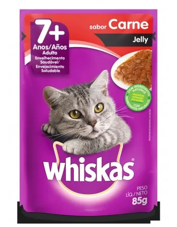 WHISKAS® Sachê para Gatos Idosos Sênior Adulto Sabor Carne Jelly 85g