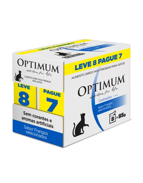 Optimum Sachê Gatos Adulto Castrado Frango Leve 8 Pague 7