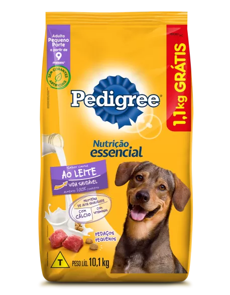 PEDIGREE® Nutrição Essencial ao Leite Leve 10,1kg Pague 9kg Bônus Bag